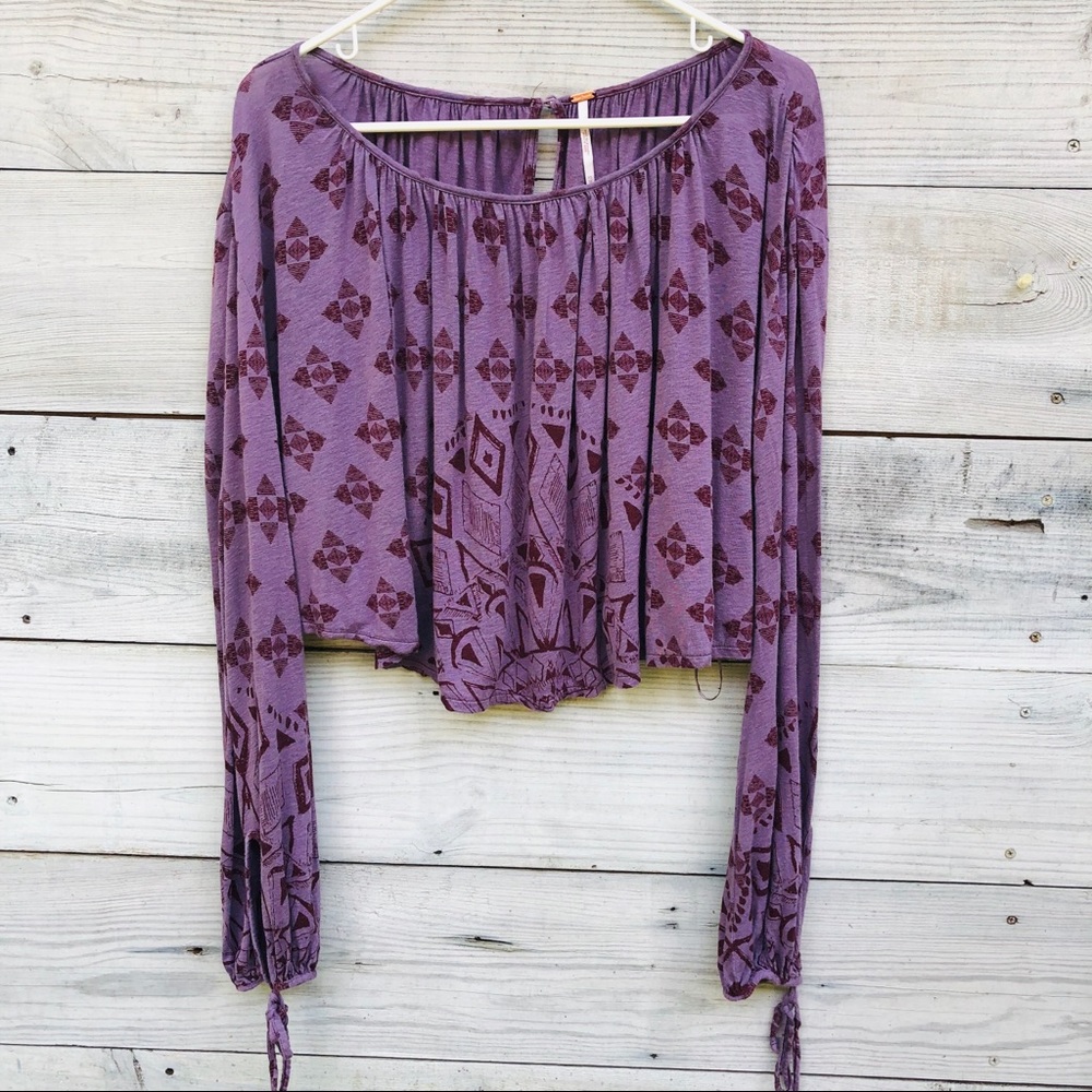 Free People Dazed Printed Top long sleeve purple